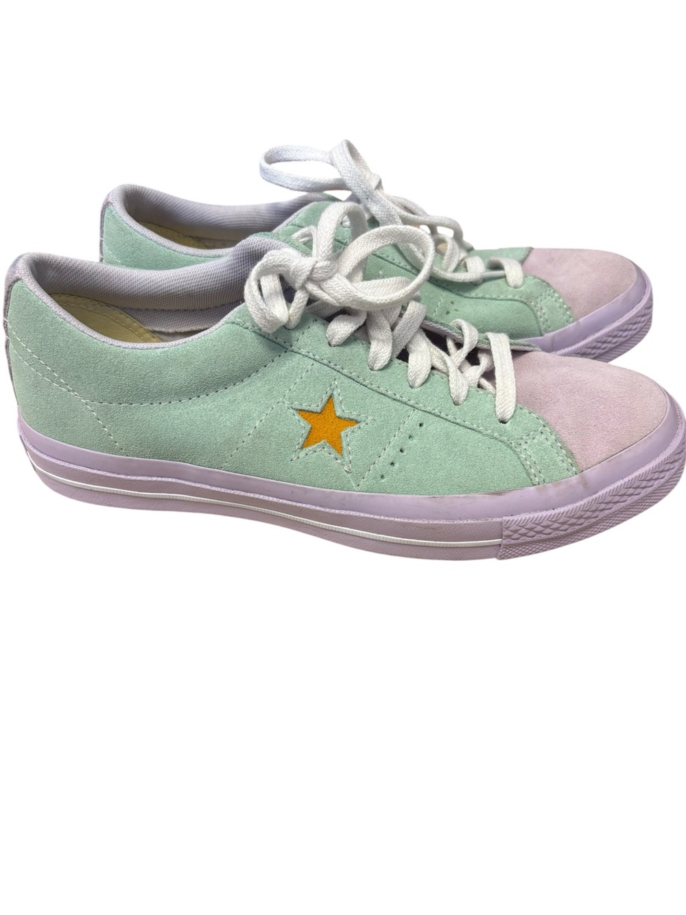 Pastel Mint & Lavender Star Suede Sneakers Converse size 6